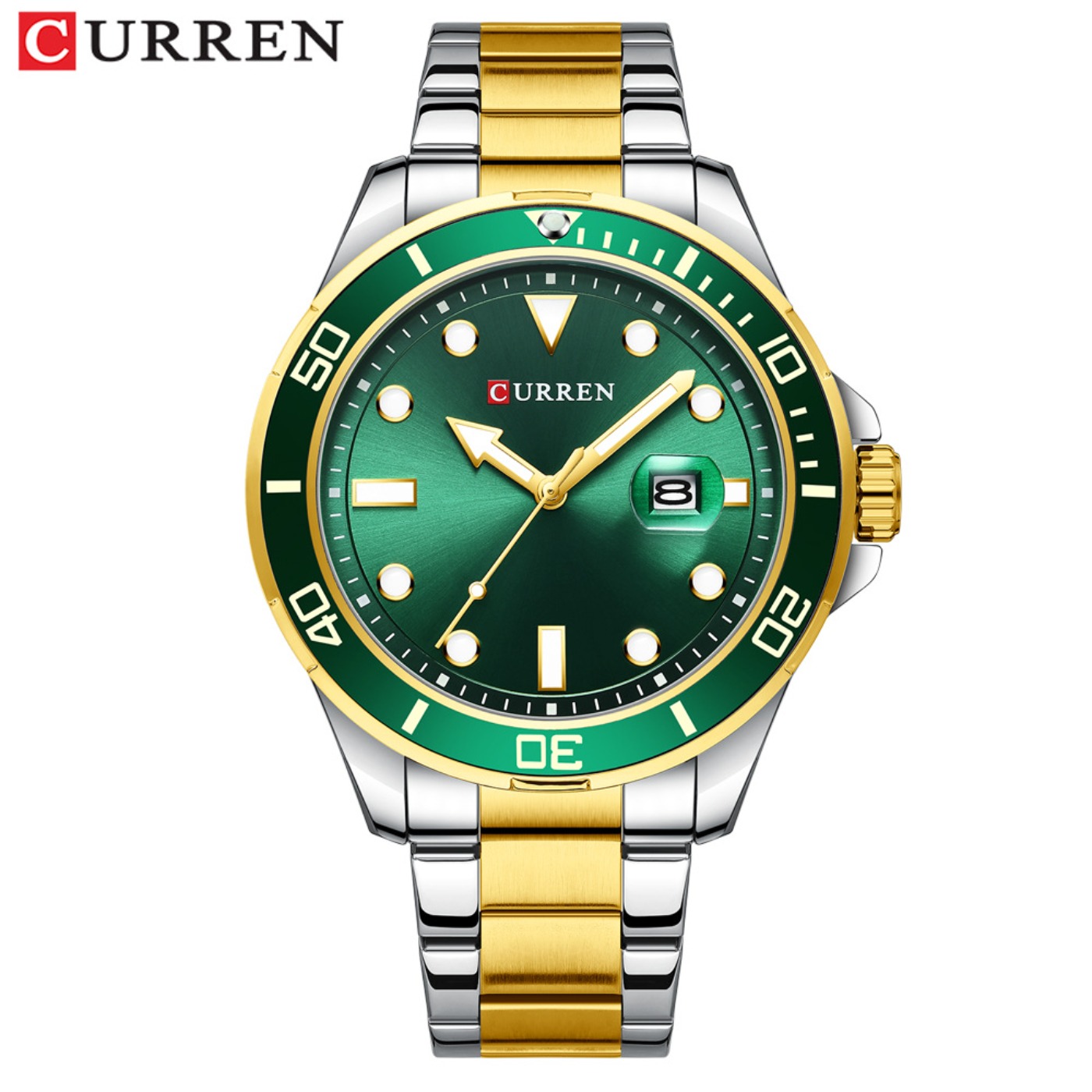Luxury Watch For Men - CURREN ซีรีส์น้ำเขียวกรีนวอเตอร์โกสท์ใหม่แบรนด์นาฬิกาหรูระดับไฮเอนด์นาฬิกาอัตโนมัติผู้ชายเหล็กทั้งหมดนาฬิกาควอทซ์กันน้ำของขวัญ