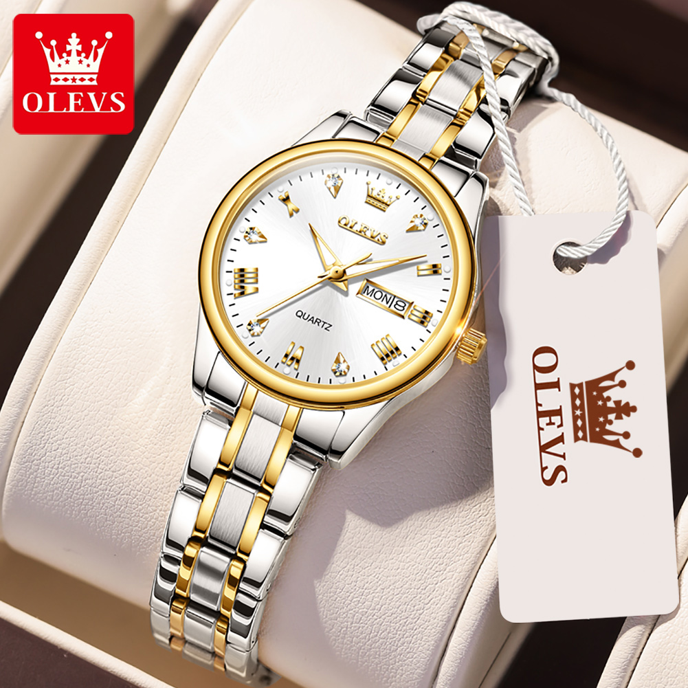 Luxury Watch Brand For Women - OLEVS 5563นาฬิกาควอตซ์ผู้หญิงแฟชั่นใหม่กันน้ำหรูหราคลาสสิกนาฬิกาสายสแตนเลสนาฬิกาข้อมือผู้หญิง