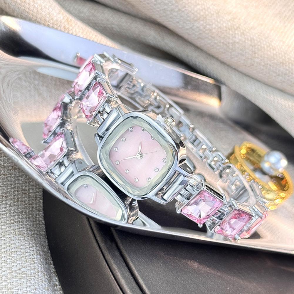 Luxury Watch Female - นาฬิกาข้อมือผู้หญิงหน้าปัดสี่เหลี่ยม สายประดับเพชรหรูหรา นาฬิกาข้อมือผู้หญิงแบบสายสร้อยข้อมือ