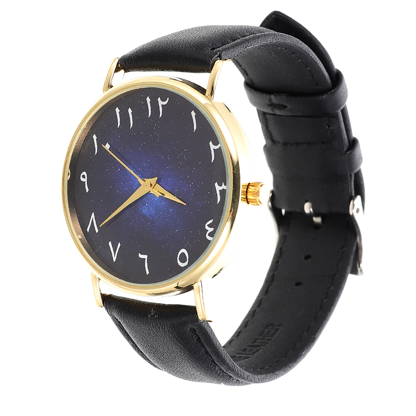 Luxury Watch With Arabic Numerals - นาฬิกาควอตซ์หน้าปัดสีฟ้าดีไซน์ทันสมัยสำหรับผู้ใหญ่ งานฝีมือประณีต สายนาฬิกาปรับได้สวมใส่สบาย ตัวเลขอารบิกหรูหรา
