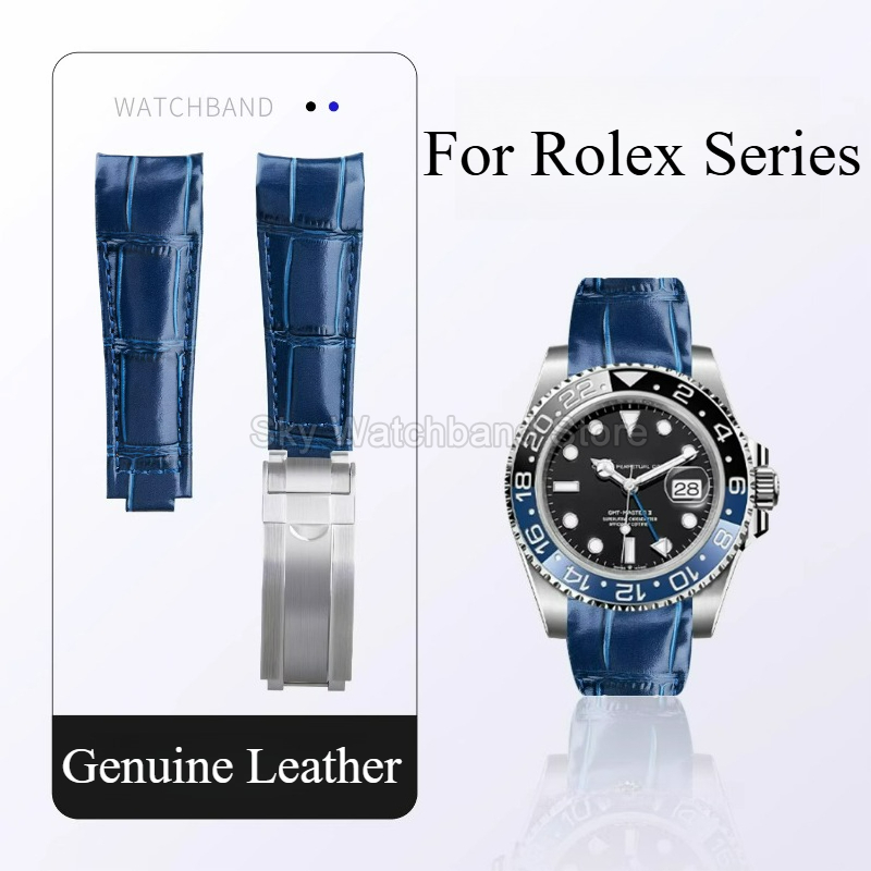 Luxury Watch Jaeger Lecoultre - สายนาฬิกาหนังแท้สไตล์ดั้งเดิมสำหรับโรเล็กซ์ เดย์โทนาสีดำสีเขียวสีฟ้าซับมาริเนอร์ ยอทช์-มาสเตอร์ ซีรีส์สายนาฬิกา