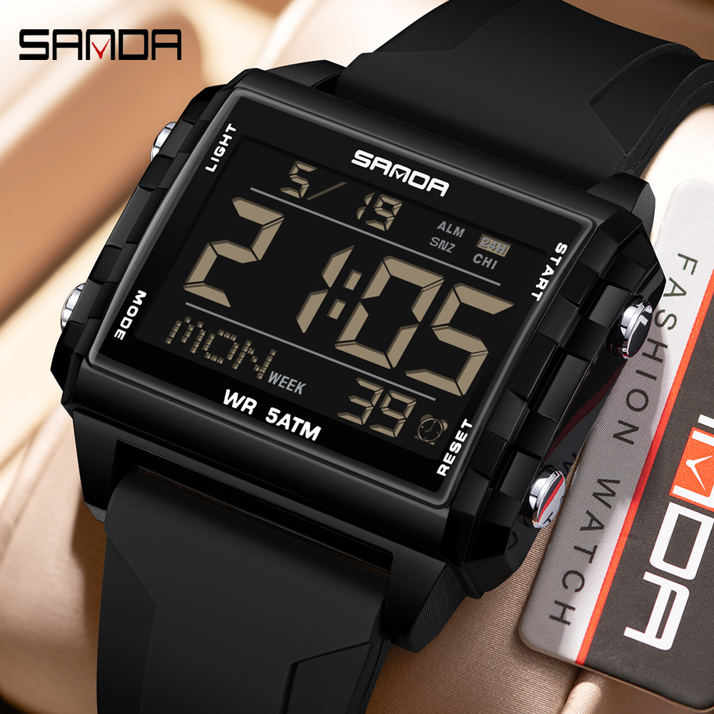 Luxury Watch Brands In World - SANDA แบรนด์แฟชั่นนาฬิกา LED สําหรับผู้ชายผู้หญิงกันน้ํานาฬิกาข้อมือดิจิตอล Unisex นาฬิกาอิเล็กทรอนิกส์