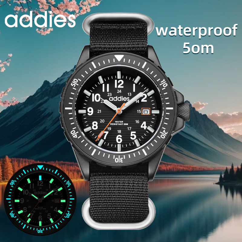 Luxury Watch Longines - ADDIES 2026 นาฬิกาควอทซ์กีฬาผู้ชายรุ่นใหม่สายไนลอนนาฬิกากันน้ำสำหรับว่ายน้ำแบบเรืองแสงนาฬิกาควอทซ์แฟชั่นกลางแจ้ง