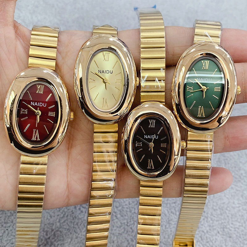 Luxury Watch Brand For Women - นาฬิกาควอตซ์ผู้หญิงทรงรีสีทองแบรนด์หรู แฟชั่นลำลอง สายเหล็ก นาฬิกาข้อมือสุภาพสตรี ของขวัญสำหรับผู้หญิง ดรอปชิปปิ้ง