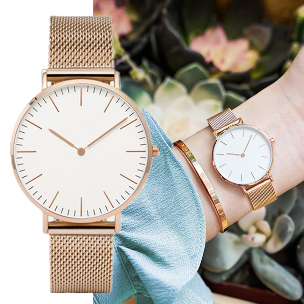 Luxury Watch Female - แบรนด์หรูนาฬิกาผู้หญิงแฟชั่นสแตนเลสตาข่ายเข็มขัดควอตซ์นาฬิกาข้อมือสุภาพสตรีนาฬิกาของขวัญ Montre Femme
