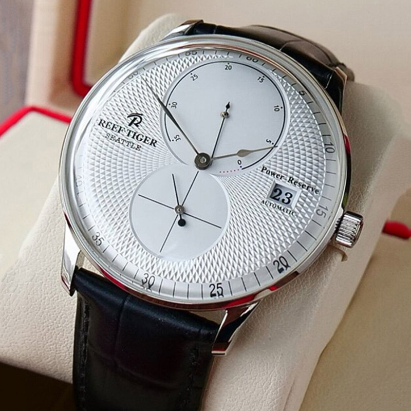 Luxury Watch On Sale - นาฬิกากันน้ำสำหรับผู้ชาย พร้อมหน้าปัดแสดงวันที่และพลังงานสำรอง ตัวเรือนสแตนเลส กระจกแซฟไฟร์ หน้าปัดขนาดใหญ่ 42