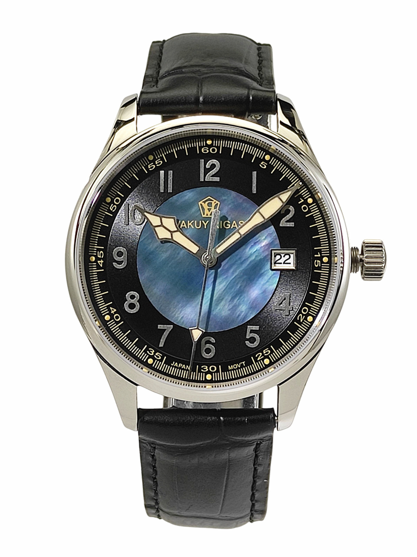 Guilloché Dial Watch - วาคุย 40 มม.นาฬิกานักบินอัตโนมัติสำหรับผู้ชาย NH35 หน้าปัดมุกแซฟไฟร์คริสตัล 100M