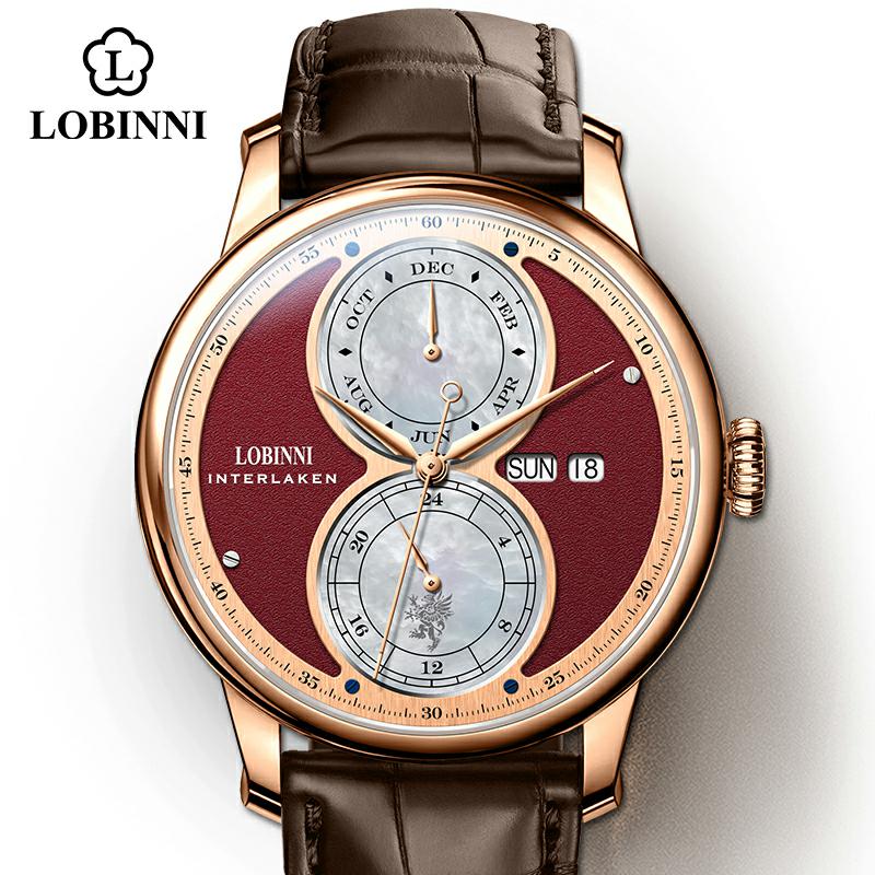 Guilloché Dial Watch - นาฬิกาข้อมืออัตโนมัติ LOBINNI สำหรับผู้ชาย นาฬิกากันน้ำสุดหรู รุ่นล่าสุดสำหรับนักธุรกิจ