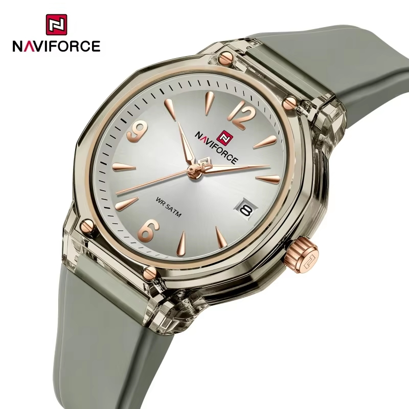 Luxury Watch Black - นาฬิกาข้อมือควอตซ์สำหรับผู้หญิง NAVIFORCE กันน้ำ ดีไซน์หรูหรา พร้อมหน้าปัดแสดงวันที่