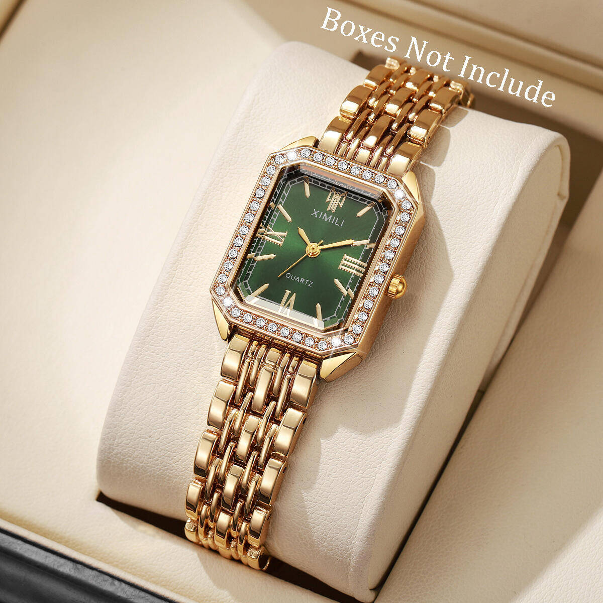 Luxury Watch Cartier - แฟชั่นผู้หญิงสี่เหลี่ยมผืนผ้านาฬิกาสุภาพสตรี Rhinestone ควอตซ์นาฬิกาสร้อยข้อมือนาฬิกาข้อมือ Reloj Mujer (ไม่มีกล่อง)