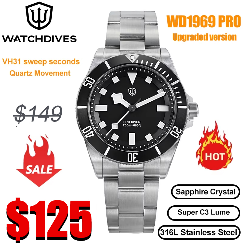 Guilloché Dial Watch - Watchdives WD1969 Pro 38 มม.ควอตซ์นาฬิกา VH31