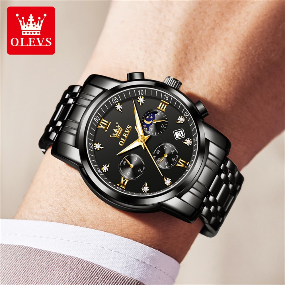OLEVS นาฬิกาผู้ชายยอดนิยมสแตนเ - Luxury Watch Black บทวิจารณ์และราคา
