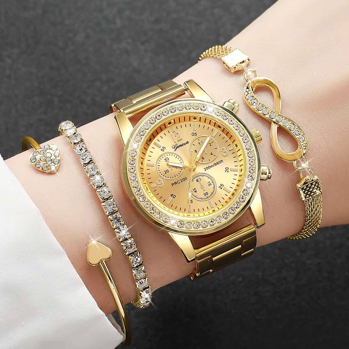4 ชิ้น/เซ็ตหรูหราไรน์สโตนนาฬิก - Luxury Watch Case Travel บทวิจารณ์และราคา