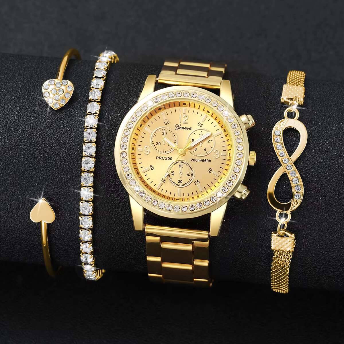 4 ชิ้น/เซ็ตหรูหราไรน์สโตนนาฬิก - Luxury Watch Case Travel บทวิจารณ์และราคา